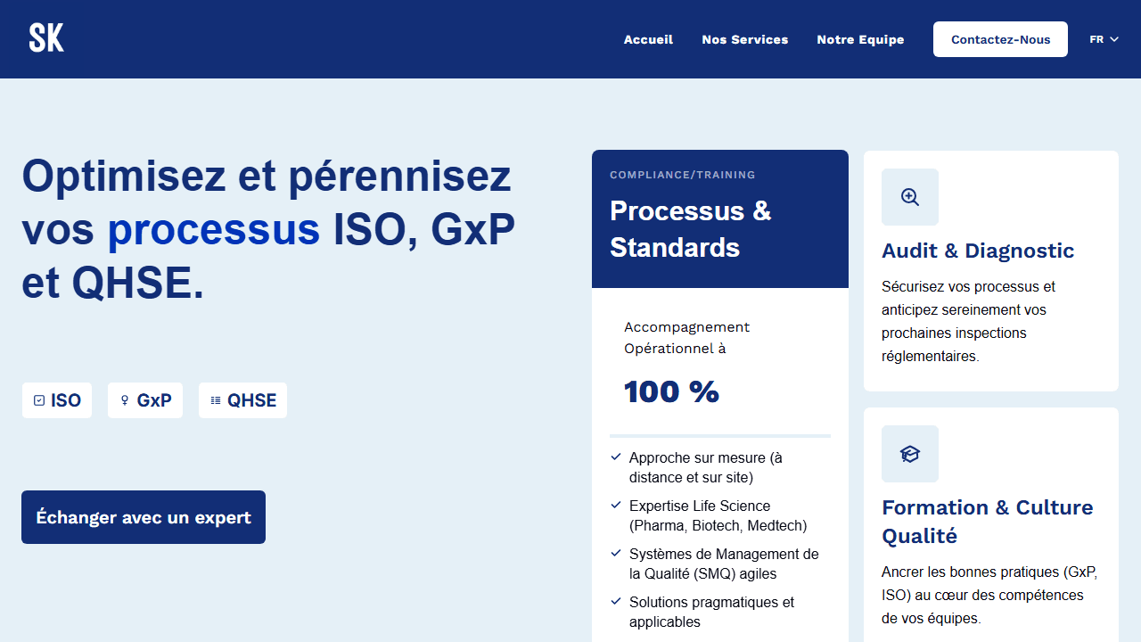 Aperçu du site SK Compliance